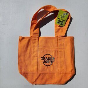 NEW Trader Joe's Orange Mini Tote Trick or Treat Canvas Bag Halloween Trader Joe